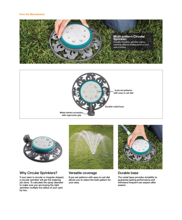 Gilmour 1,225 sq. ft. 8Pattern Stationary Sprinkler50956HD The Home